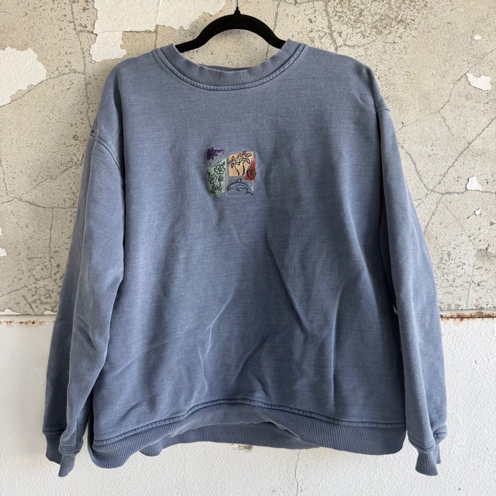 Vintage Maui Hawaii Sweatshirt Embroidered Tropical Beach Crewneck Leisure XL